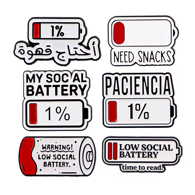 Spanish PACIENCIA Enamel Pin 1% Battery Brooch Pines Lapel Pins Badge on Backpack Clothing Accessories Fashion Jewelry Gifts - Image 2
