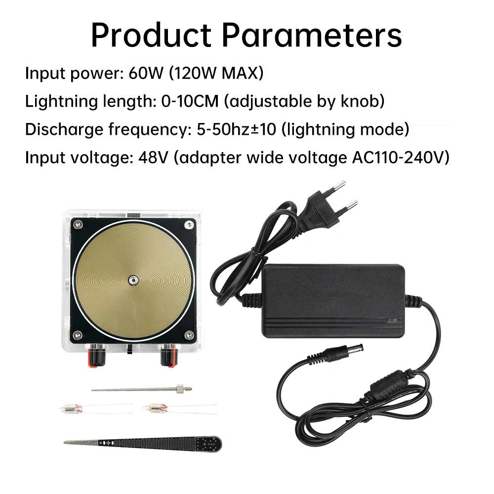 AC 110-220V Dual Mode Tesla Coil - Touchable Artificial Lightning with Bluetooth & Audio Input for Music, Science Experiments