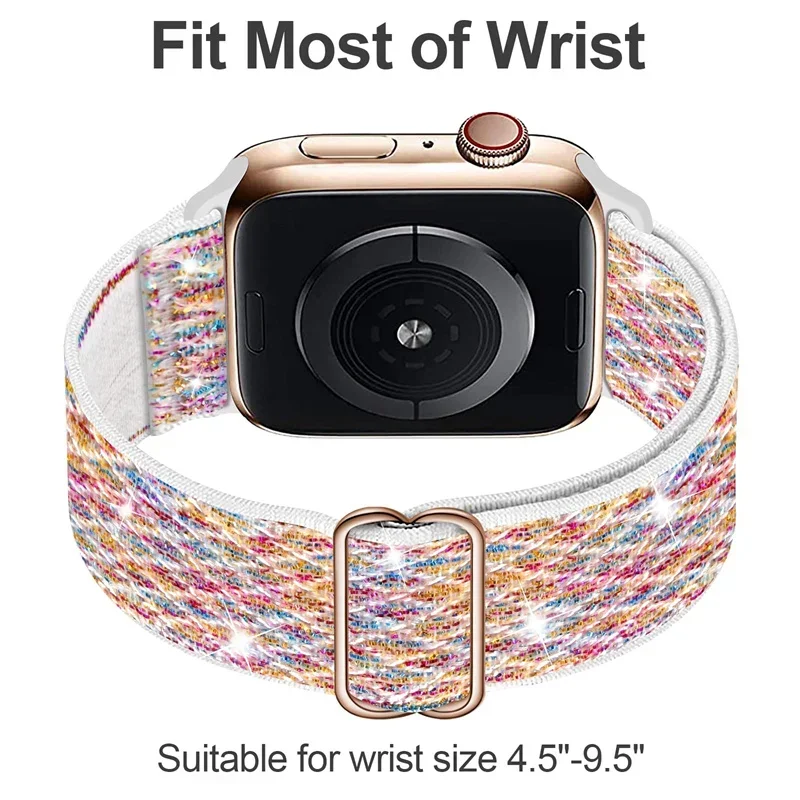 Elastic Band for Apple Watch Ultra 2 49mm Strap 44mm 40mm/41mm 45mm Nylon Adjustable Bracelet for iWatch Series 9 8 7 6 5 4 3 Se