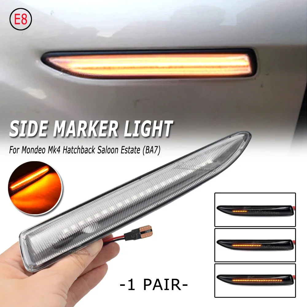 1 زوج الجانب ماركر بدوره مصباح إشارة لفورد مونديو Mk4 هاتشباك صالون العقارات BA7 2007-15 Led الديناميكية متتابعة الوامض مصباح
