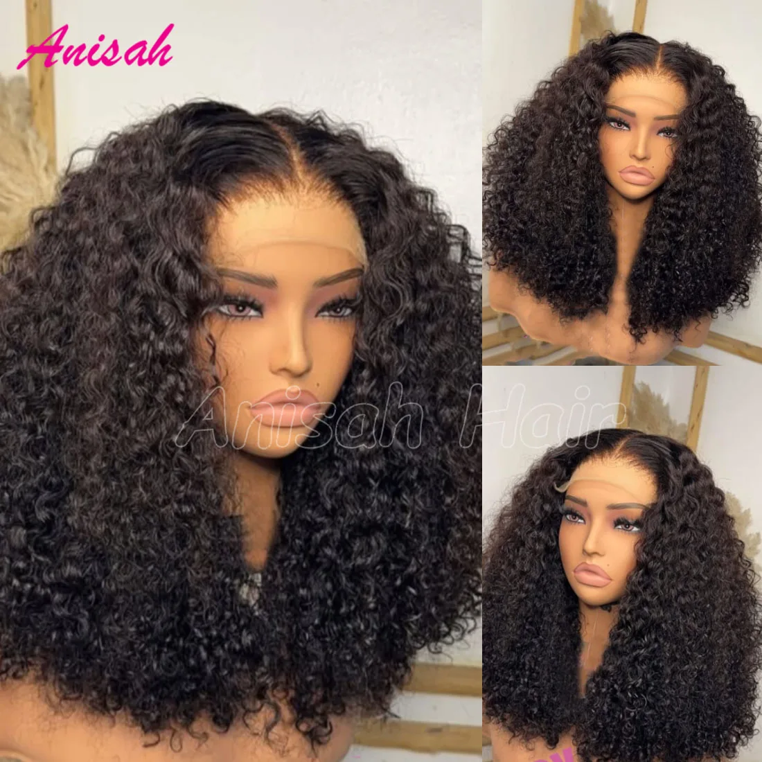 

Burmese Kinky Curly Lace Frontal Wigs PrePlucked Deep Curly 13x4 13x6 Glueless Closure Lace 100% Remy Human Hair Wigs for Women
