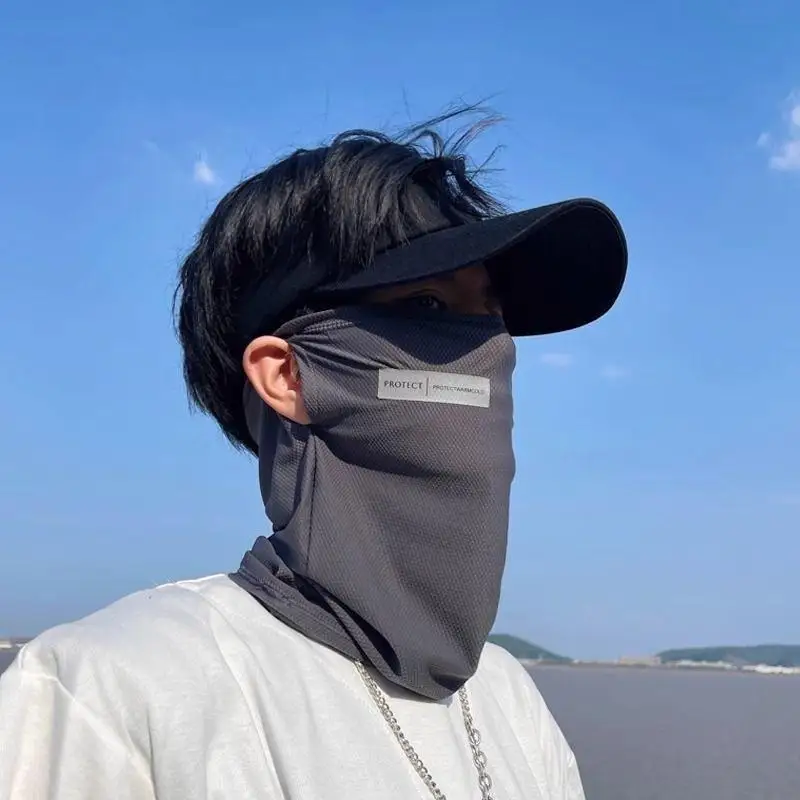 Face Cover Solid Color Neck Wrap UV Protection Ear Bandana Scarf Summer Ice Silk Sunscreen Mask For Men Women Outdoor Cycling view 6