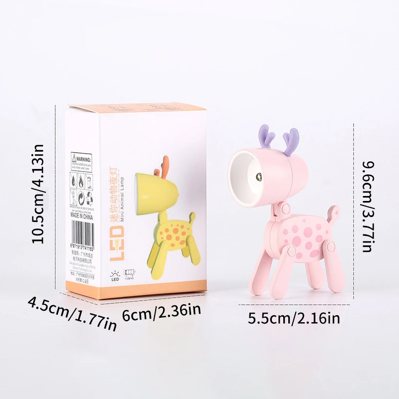 Led Mini Night Light Cute Dog Deer Foldable Desk Lamps Desktop Ornament Book Light Kids Room Bedside Bedroom Decor Holiday Gifts