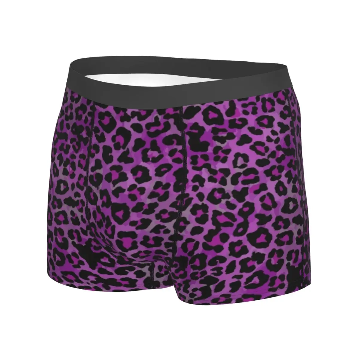Purple Leopard Underwear Skin Wildlife Male Underpants Design Funny Boxer Shorts Hot Shorts Briefs Plus Size 2XL
