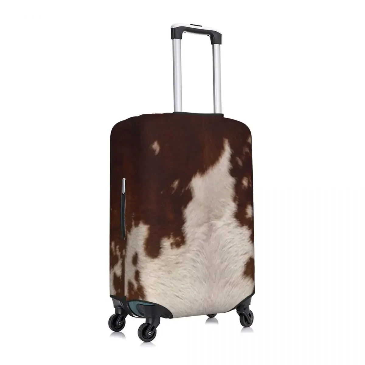 Custom Brown Calf Cowhide Luggage Cover Cute Animal Skin Fur Leather Texture Suitcase Protector Covers Suit For 18-32 inch