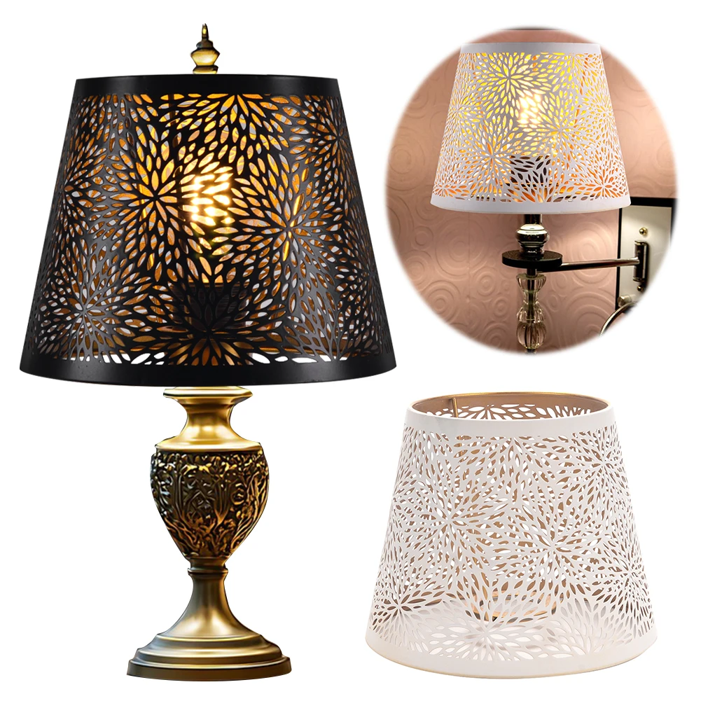 E27 Universal Metal Lampshade Floral Print Creative Iron Lampshade Good Heat Dissipation for Table Lamp Bedroom Bedside Light