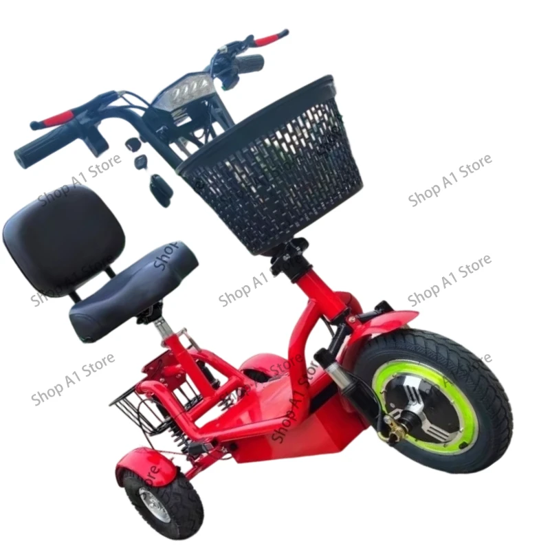 Electric Tricycle 12-inch New Men's and Women's Adult Light Scooter Folding Mini Small Three-wheeled Battery Car