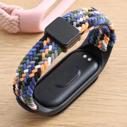 Mi Band 10 Strap Magnetic Braided Loop Bands for Xiaomi Smart Band 9/10/ 8 Bracelet Women Men Stretchy Nylon Elastic Sport Strap