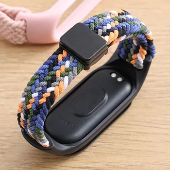 Magnetische geflochtene Schlaufenbänder für Xiaomi Smart Band 9/Mi Band 8 Armband Damen Herren Dehnbares Nylon Elastisches Sportarmband