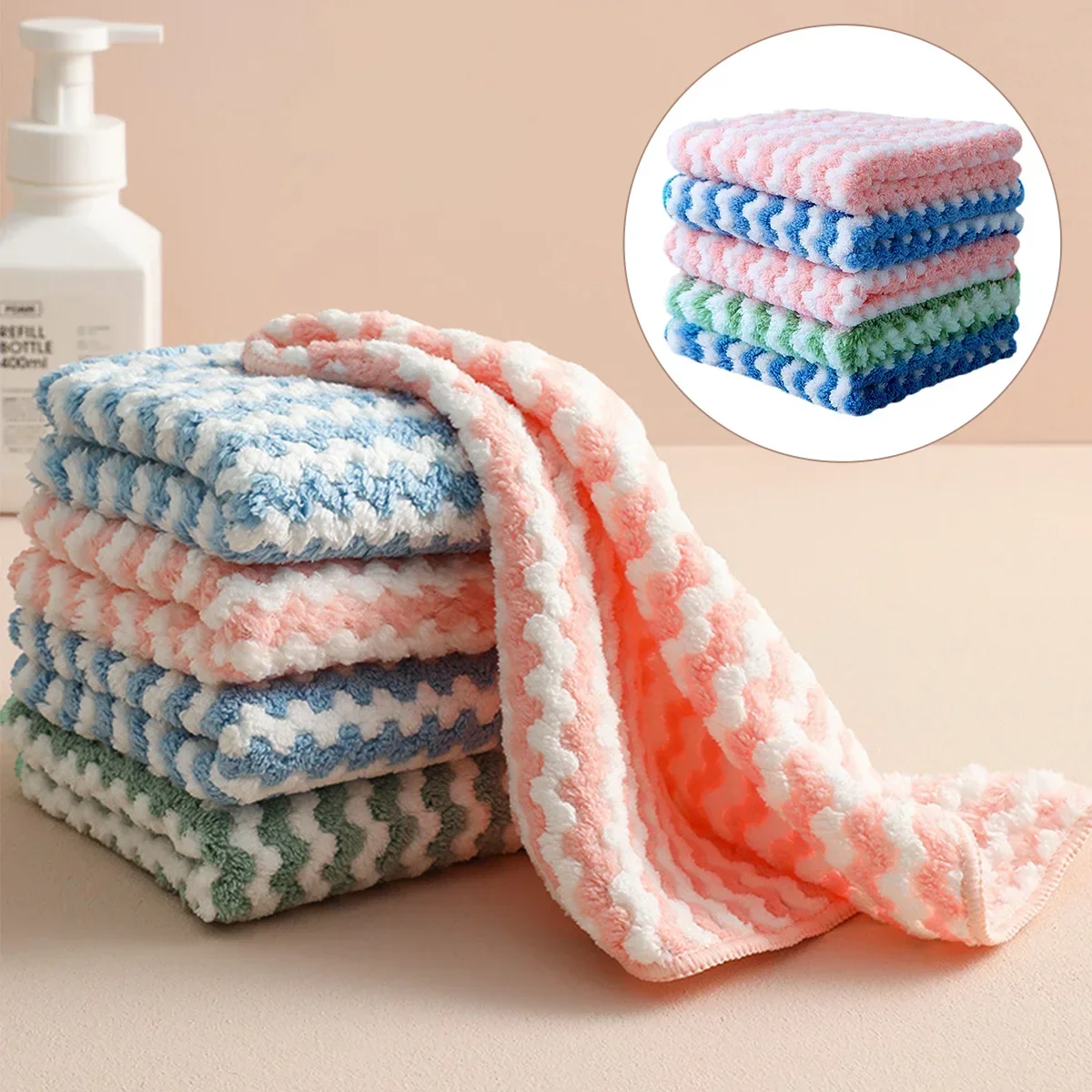 

5pcs Kitchen Dish Cloths Soft Absorbent Dish Rag Reusable Dish Towels Household Washable Cleaning Cloth Housework Clean Towel