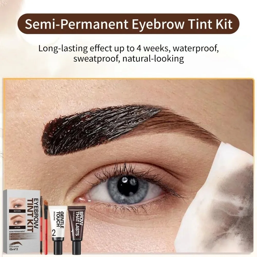 New Long Last Effect Eyebrow Tint Kit Sweat-proof Waterproof Semi Permanent Brow Tint Natural Eyebrow Dye Gifts
