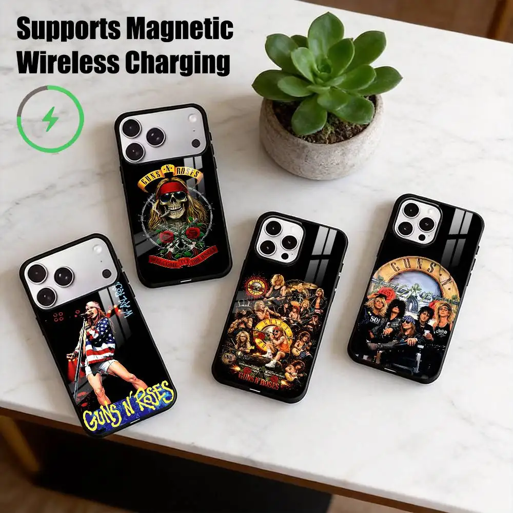 Guns N Roses GNR Band-D  Phone Case For iPhone17,16,15,14,13,12,11 Plus,Pro Compatible with magnetic wireless charging Gift