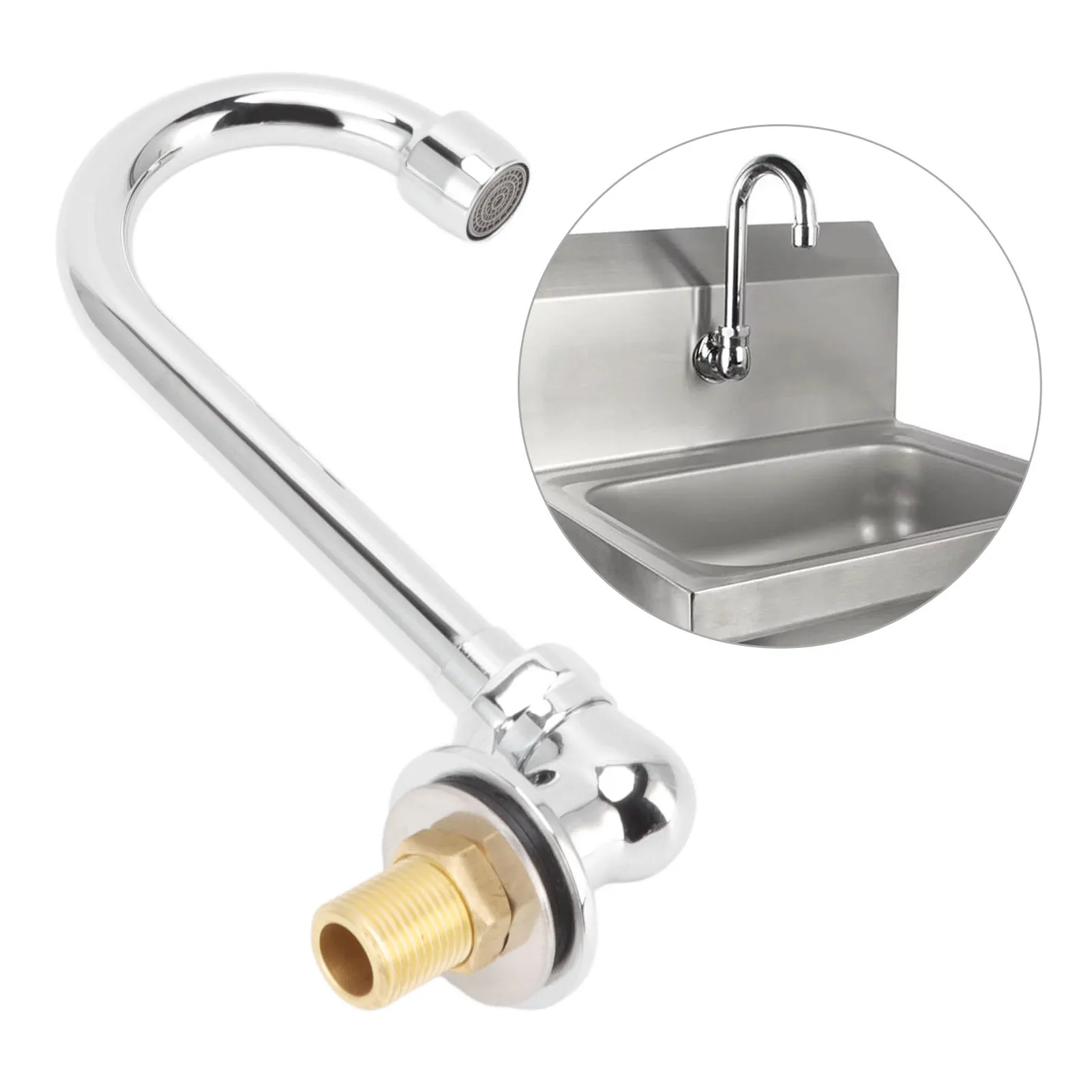 

Stainless Steel Foot Pedal Faucet G1/2 Thread Wall Mounted Knee Valve Basin Tap for Hospital Railway Station Factory