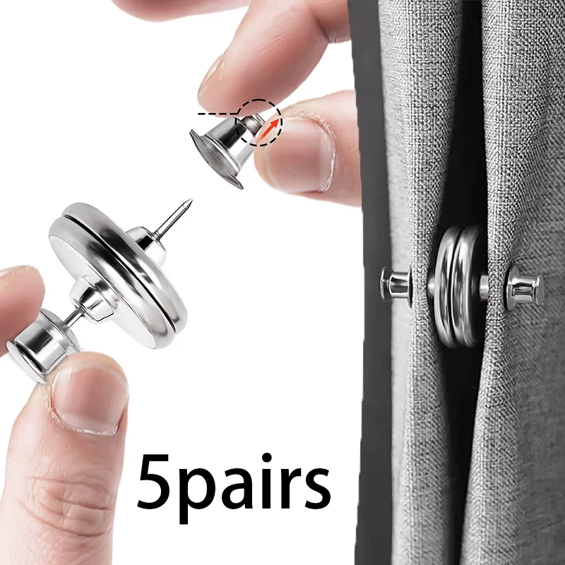 

5 Pairs Magnetic Curtain Clips, Double Sided Magnetic Suction Curtain Magnets Closure Prevent Light Leaking Keep Curtain Closed
