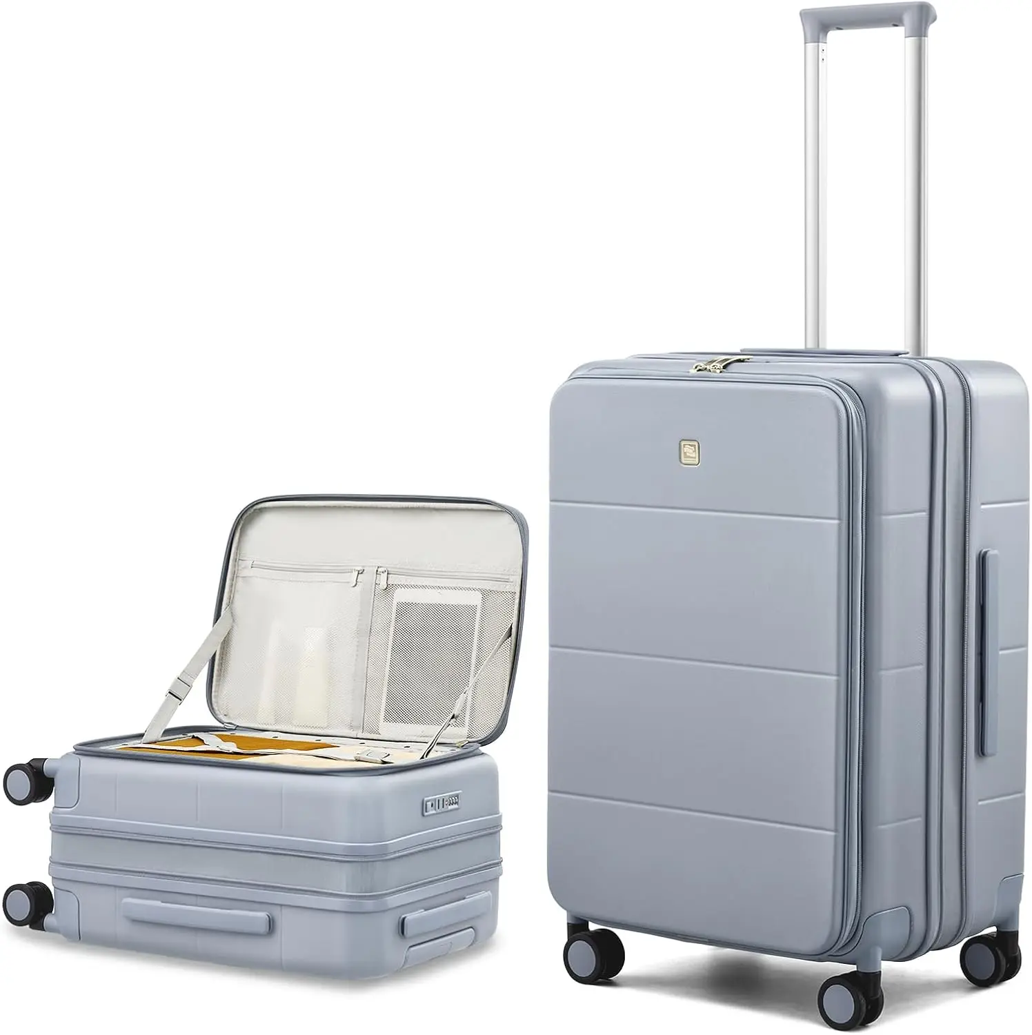 

24-дюймовый расширяемый чемодан с жестким корпусом и колесами-спиннерами, легкий багаж с замком TSA, серый цвет