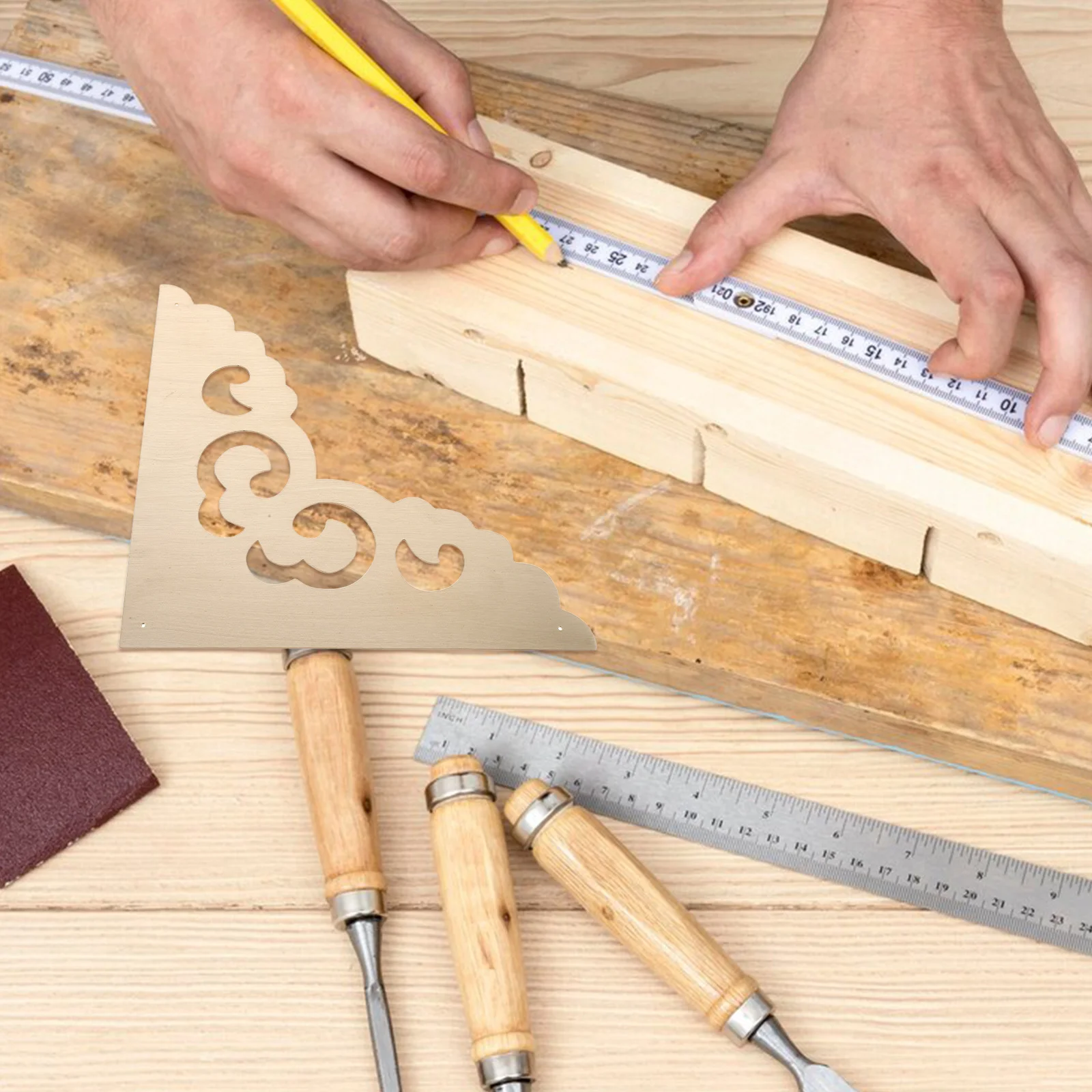 

20x20cm Copper Corner Protector Set Vintage Decorative Edge Guard for Furniture Cabinet Frame Brass Corner Hardware