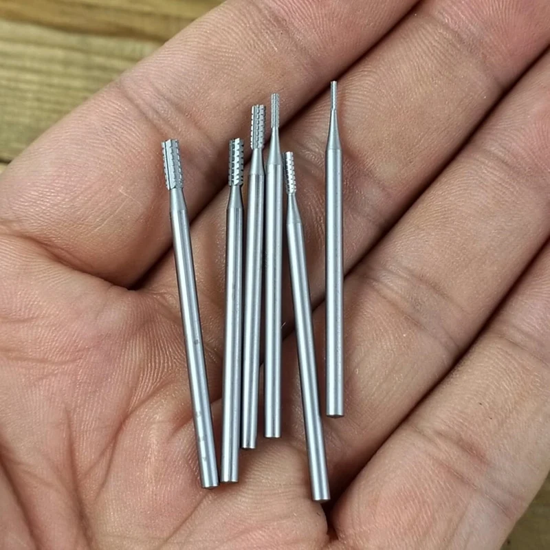 6Pcs Cylinder Shape Jewelry Burr - 3/32Inch Shank Cylindrical Cross-Cut Burs Lapidary Setting Tools