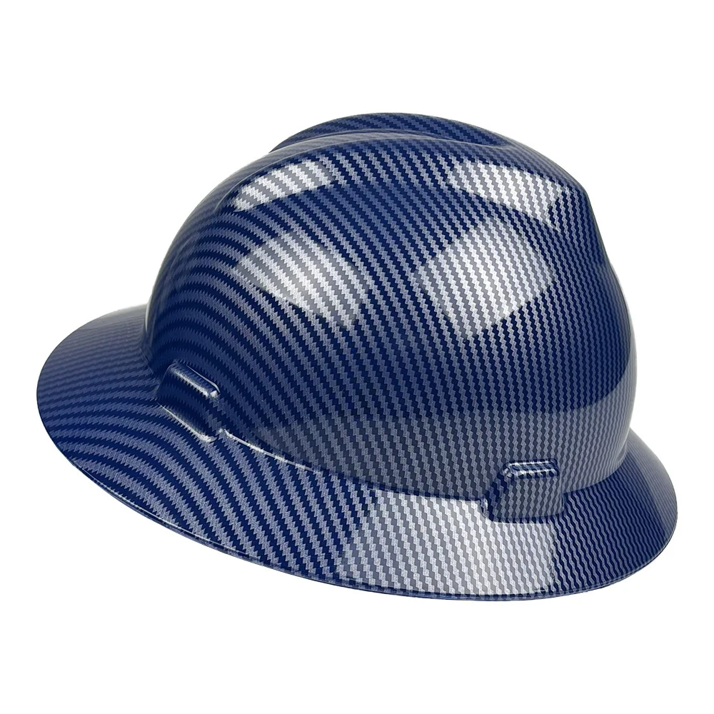 Carbon Fiber Full Brim Hardhat With 6-Point Suspension Construction Work Cap Lightweight High Strength HDPE Railway Safety Helme