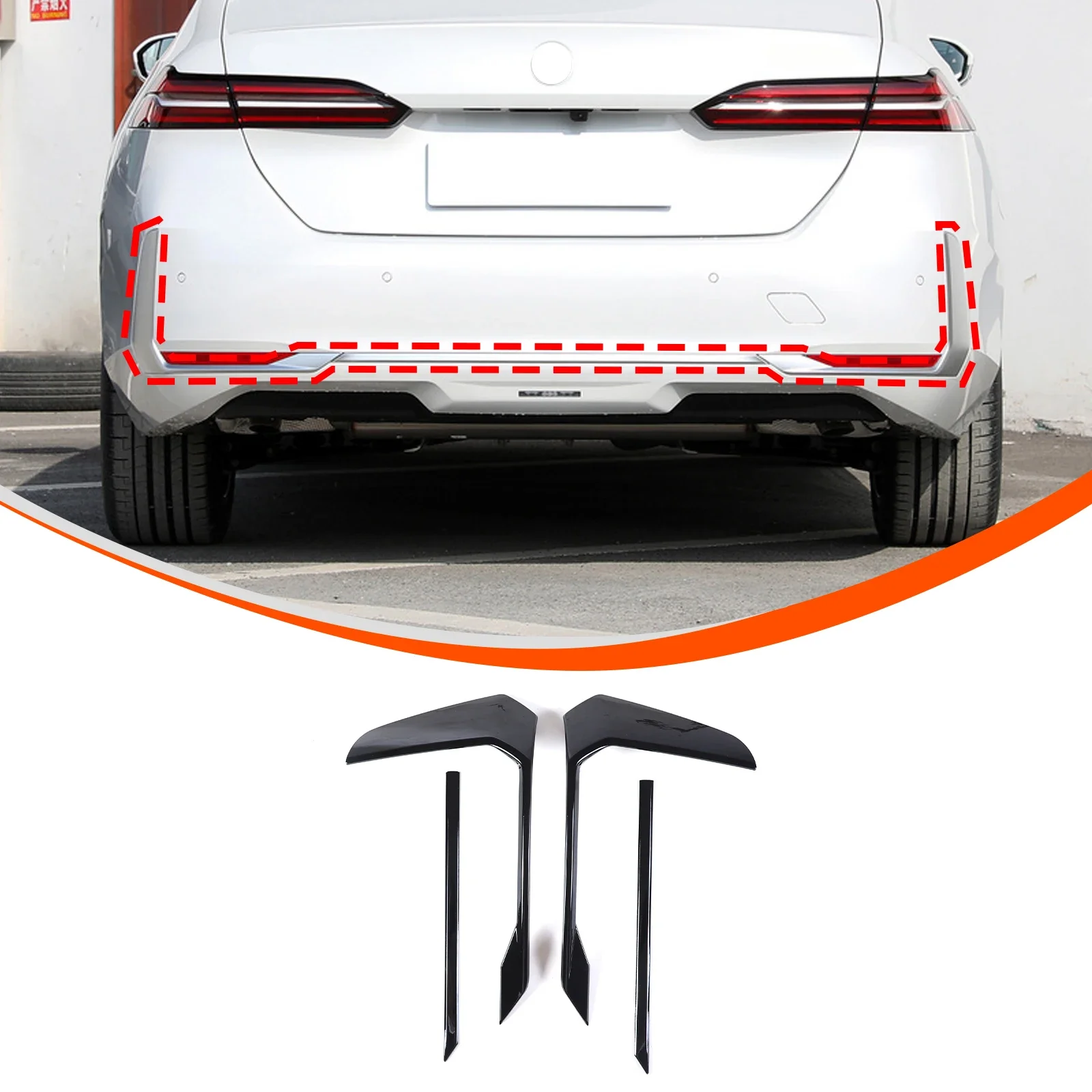 For BMW 5 Series G60 2024+ ABS Carbon Fiber Car Rear Bumper Trim Strip Sticker  Exterior Decorative Protection Accessories 4Pcs