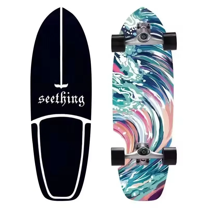 Professional สเก็ตบอร์ด 32 นิ้วยาว Maple แฟลชแบน PU ล้อจอยสติ๊กคู่เด็กเริ่มต้น Dancing Street