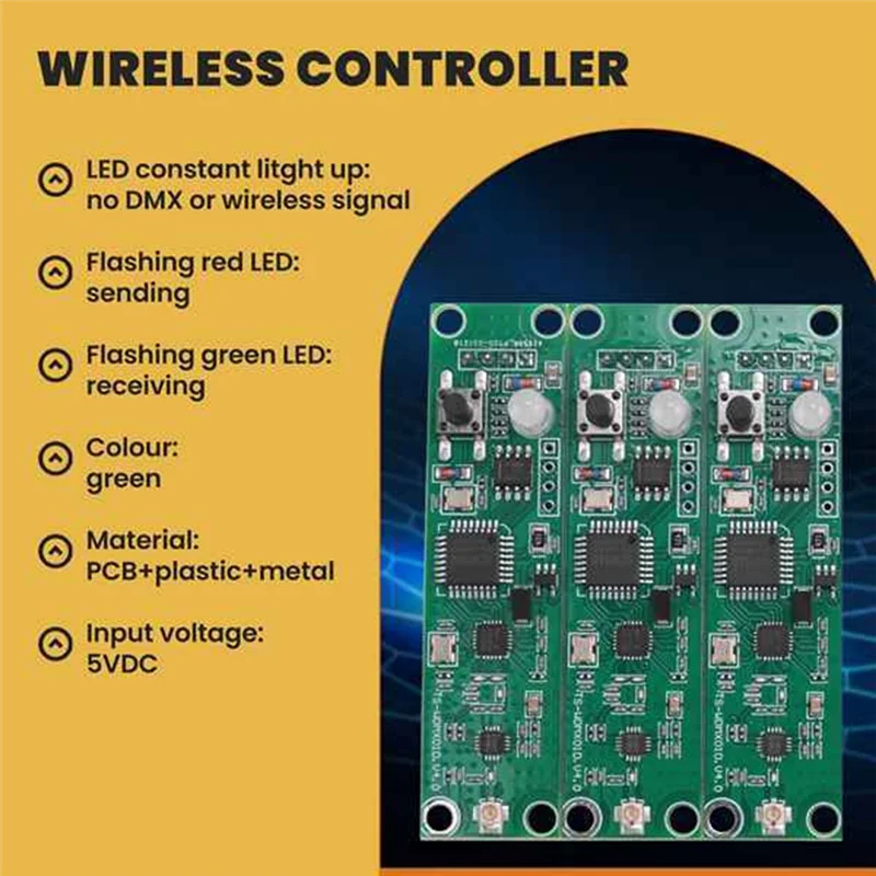 

FEDI-10Pcs 2.4Ghz Wireless DMX 512 Transmitter Receiver PCB 2 In 1 Module Wireless PCB Board DIY For Stage Lighting