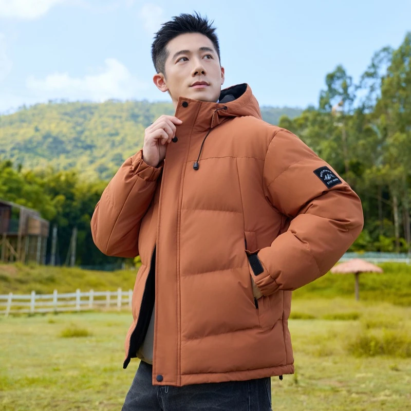 Parka da uomo in cotone con cappuccio autunno inverno cappotti maschili caldi ispessiti da esterno moda abbigliamento casual in cotone con cappuccio antivento