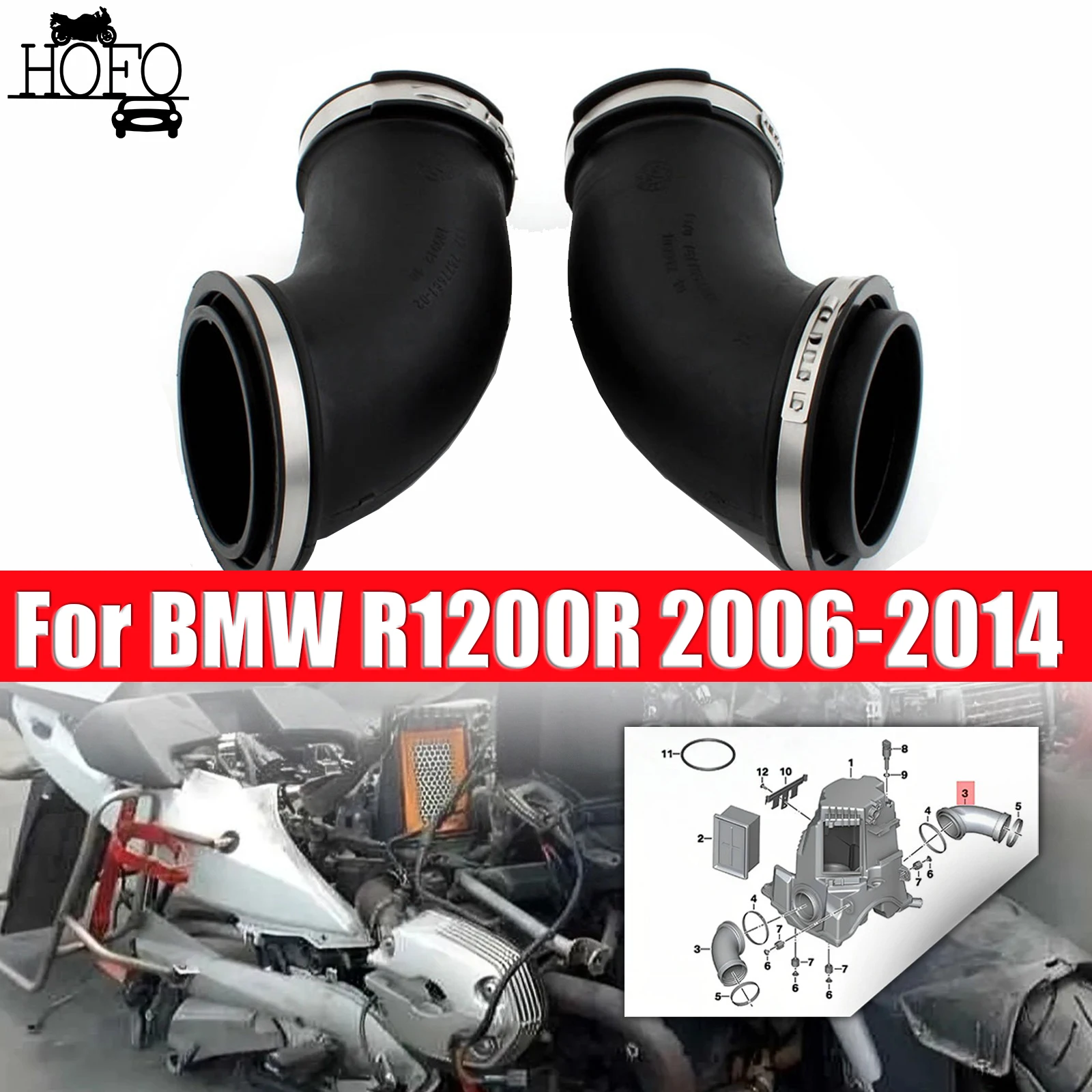 

Air Intake Duct Pipes For BMW R1200R 2006-2014 R1200RT 2005-2009