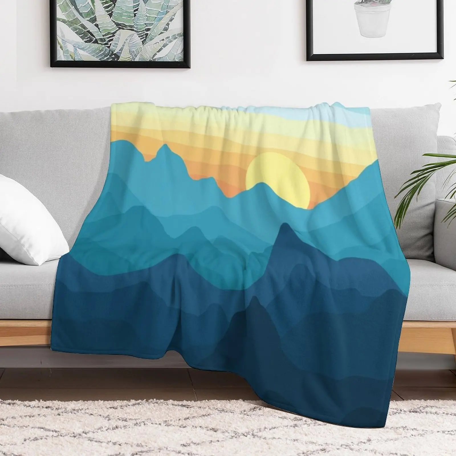 

Blue sunset Throw Blanket Warm Beach Comforter Vintage Blankets