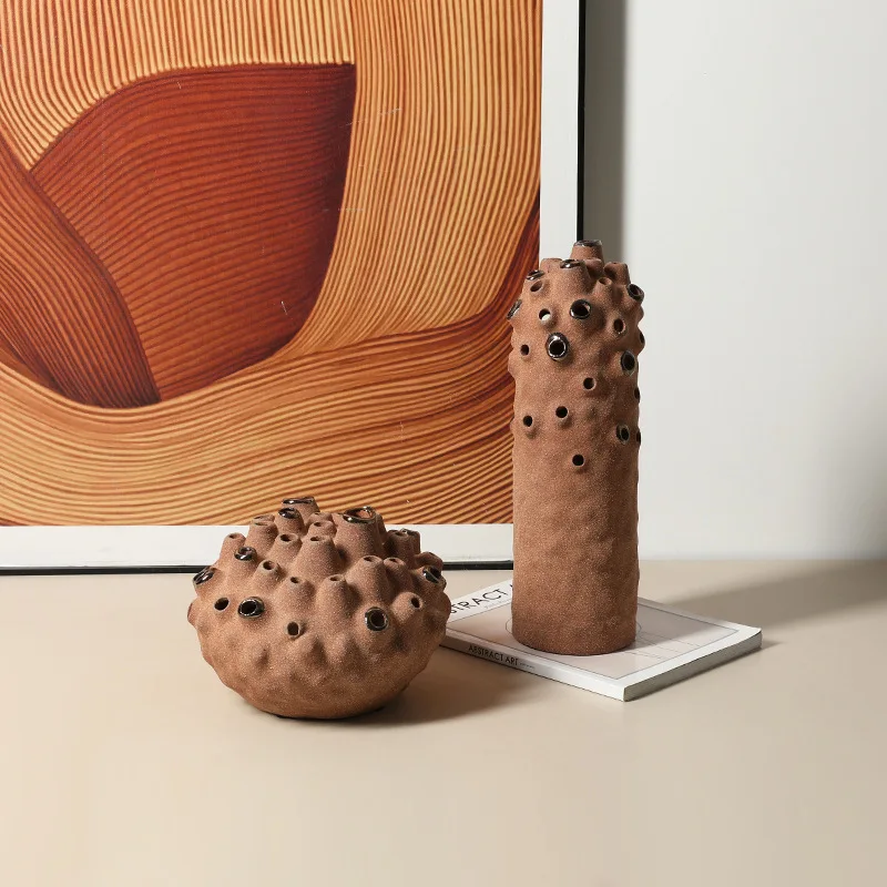 Modern Minimalist Abstract Coral Ball Ceramic Dry Vase Villa Hotel Living Room Table Flower Arrangement