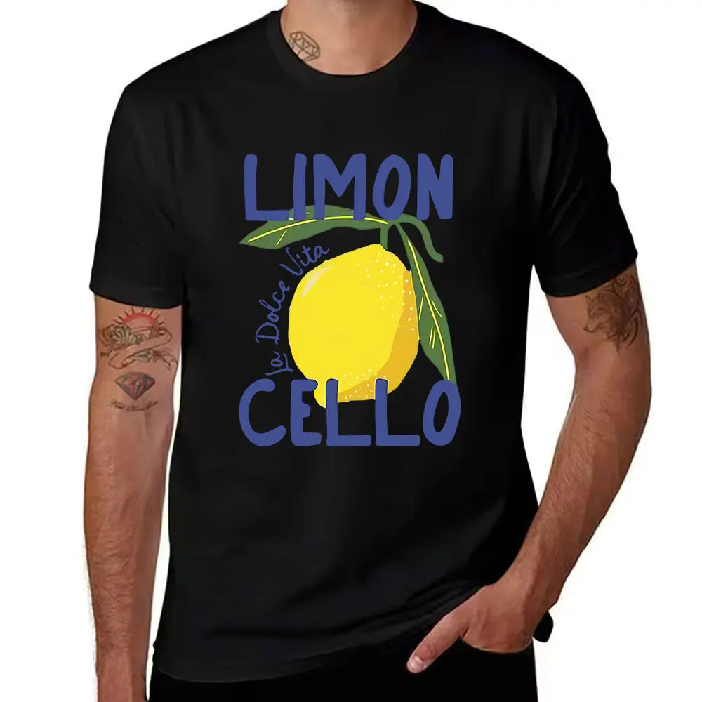 Men's Cotton Short Sleeve T-Shirt, Limoncello La Dolce Vita Lemon Graphic Print Casual Tee for Summer