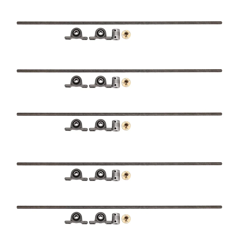 A41I 5X T8 8Mm 500Mm 리드 스크류 로드(너트 베개 블록 장착 CNC 세트 포함) 3D 프린터용