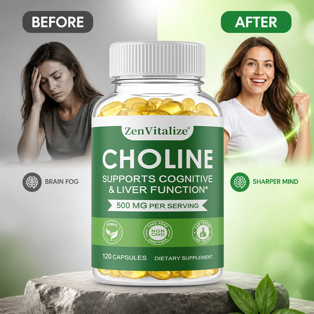 Choline Capsules, Dietary Supplements for Memory and Brain Health, 120 Vegetarian Capsules Non GMO, Gluten Free