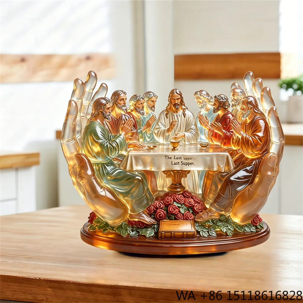 The Last Supper Artistic Animal Pattern Angel Style Resin Sculpted Irregular Shape Table Decor Figurine