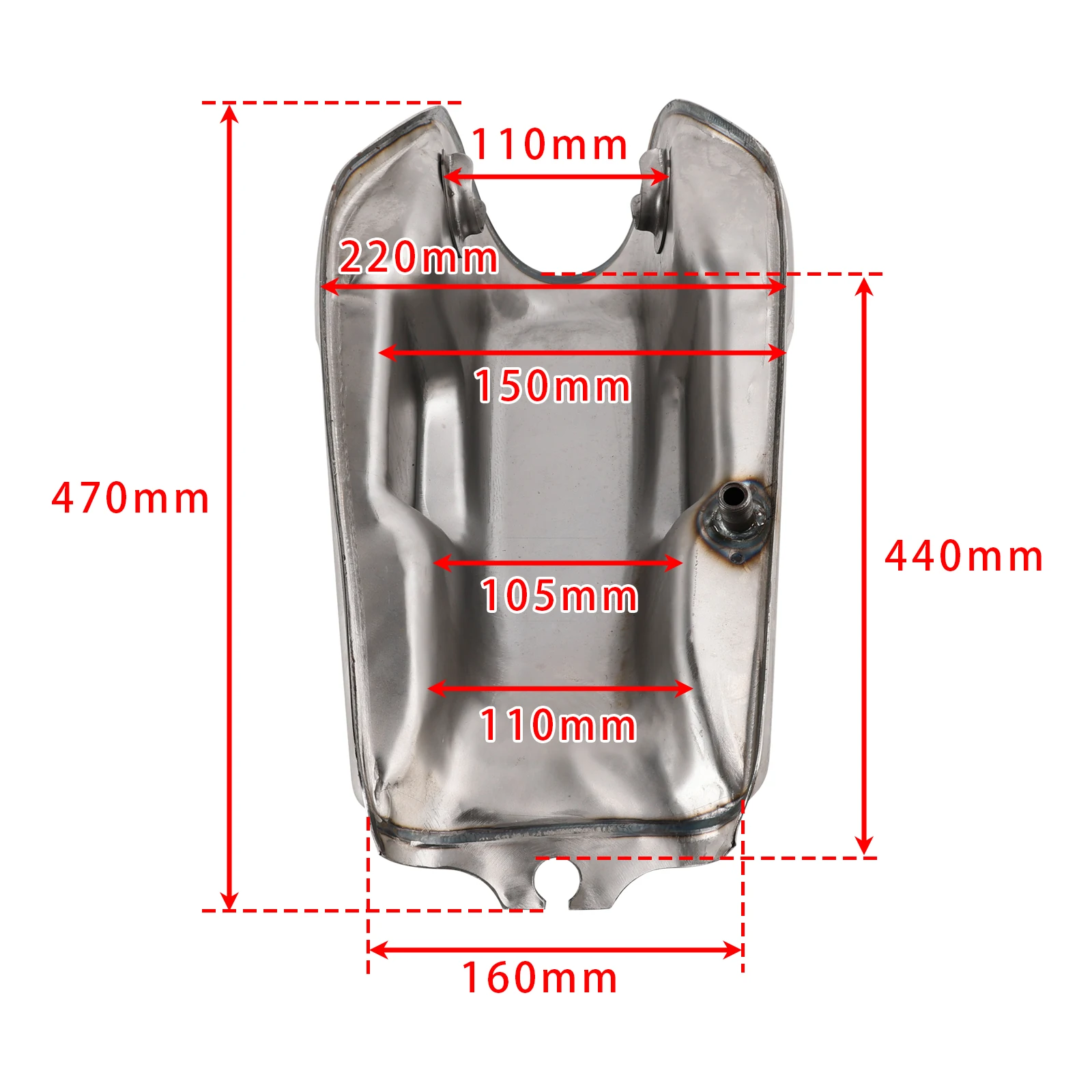 Cafe Racer Gas Tank 9L / 2.4 Gal - Raw Steel-Bare Metal Unpainted Scrambler