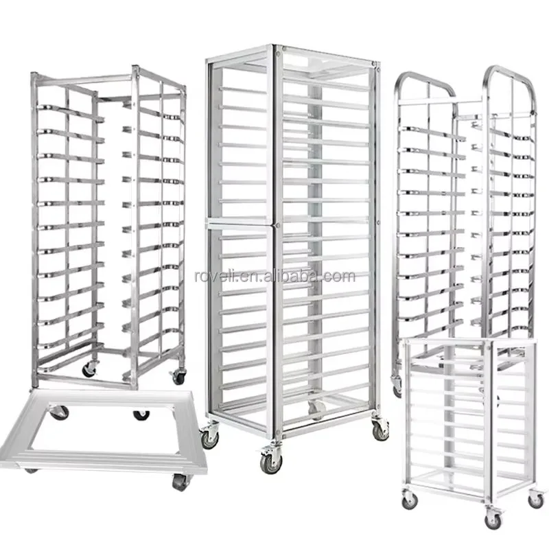 Minimalist Durable Stainless Steel Pan/Bun Pan Rack Hotel & Restaurant Kitchen Shelving Trolley with Steel Bread Storage