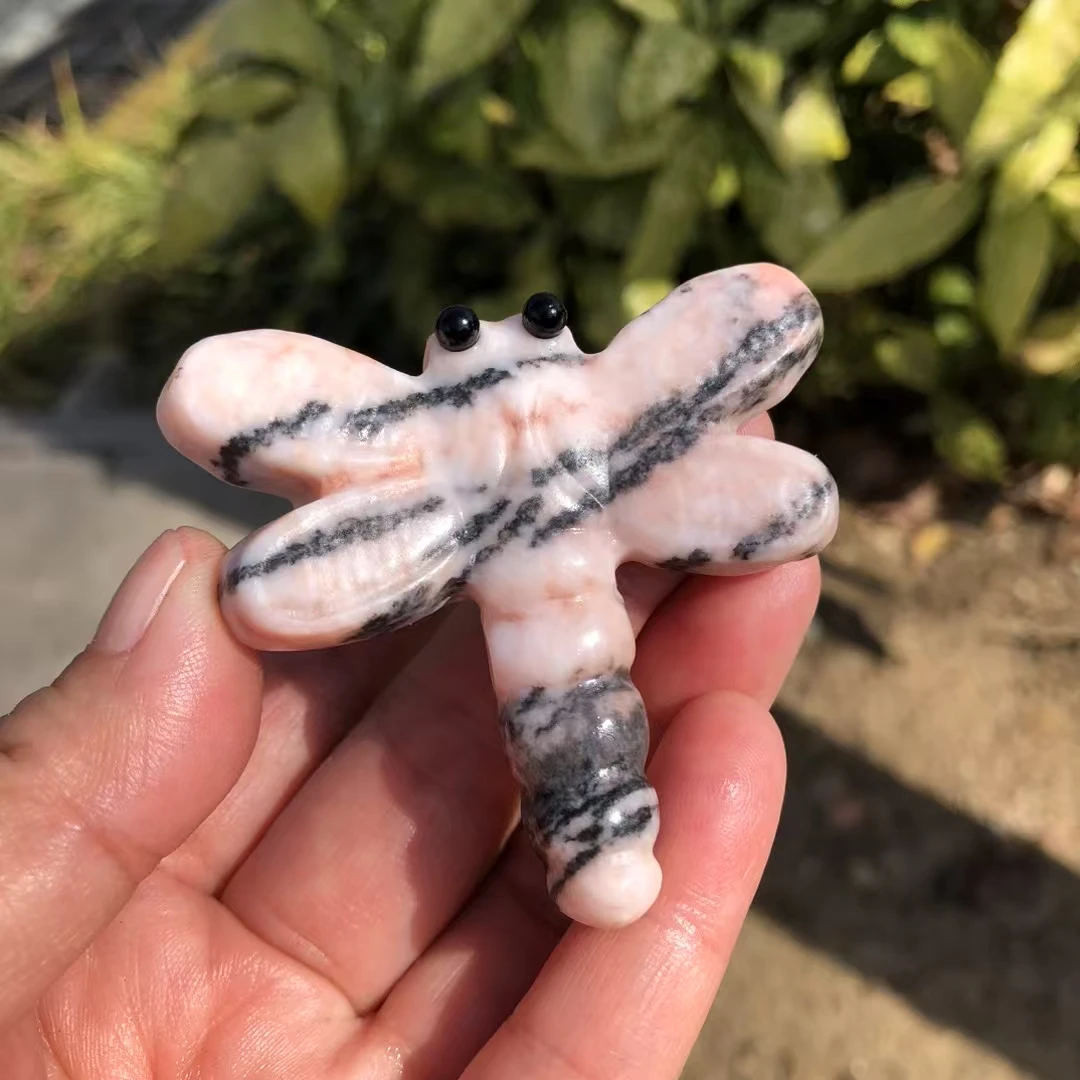 

Розовый опал Стрекоза Натуральный Хрустальный Камень Фигурка Стрекозы Ремесло Ручной Работы DIY Декор Домашнего Офиса Детский Подарок