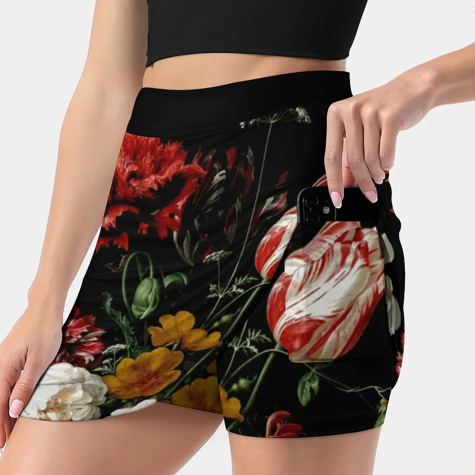 De Heem Women's skirt With Hide Pocket Tennis Skirt Golf Skirts Badminton Skirts Running skirts Jan De Heem Flower Bouquet