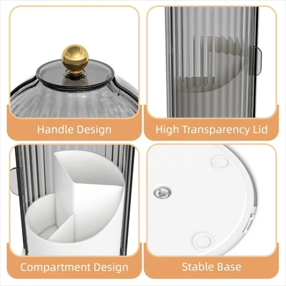 360° Rotating Makeup Brush Holder With Lid Large Capacity Lipstick Container Luxury Cosmetic Organizer Dustproof Transparent