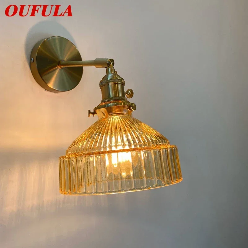 

UFULA Nordic Brass Wall Lamp Indoor Living Room Bedroom Bedside Lamp Modern Hotel Corridor Hallway Wall Lamp