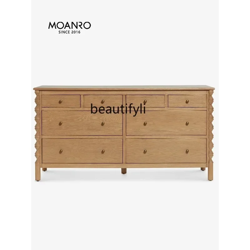 

53 Solid wood medieval chest cabinet French storage living room side cabinet storage cabinet cream wind drawer