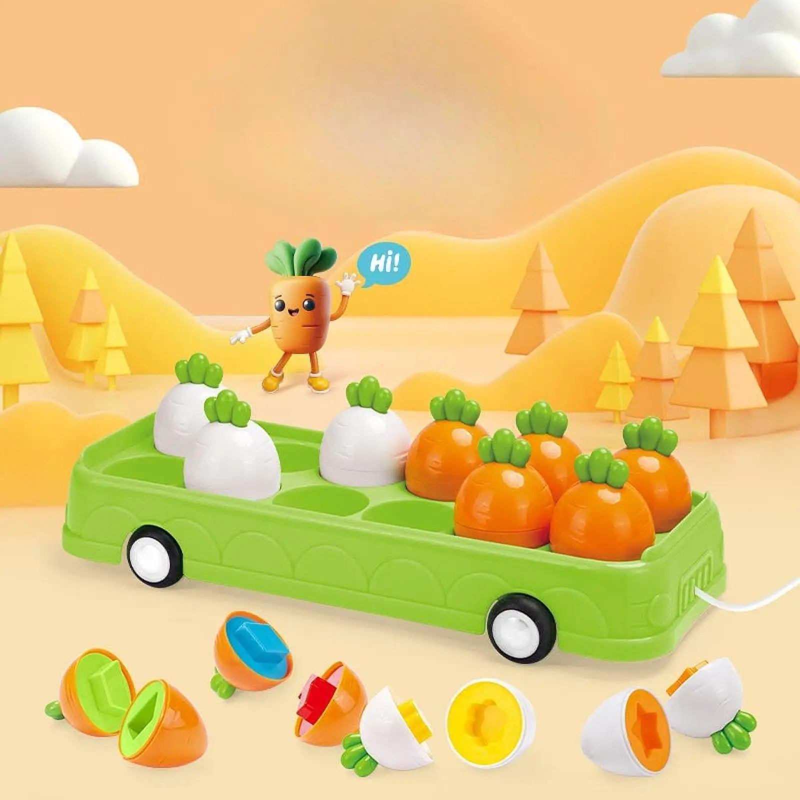 Kids Matching Puzzle Toy Sorting Matching Toddler Matching Bus Smart Early Education Toy Color Recognition Game Age 2 3 4 5 Kids