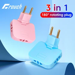 3-in-1 EU Plug 180 Degree Rotatable Socket Converter EU Extension Plug Multi-Plug Mini Slim Wireless Outlet Adapter Sockets