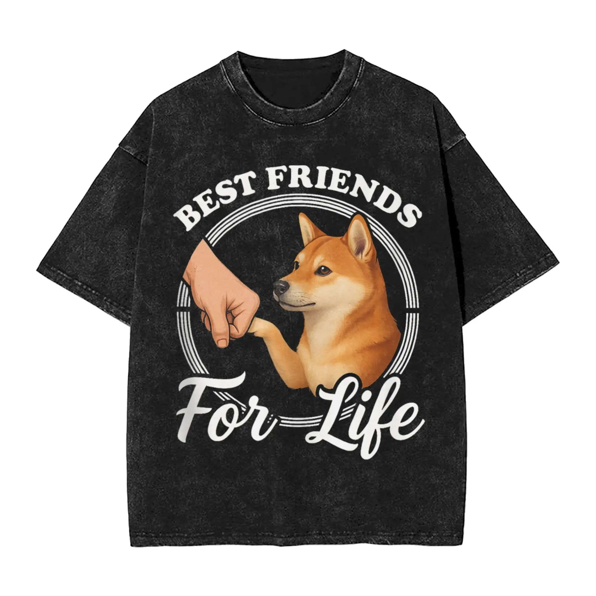 Funny Shiba Inu Design Best Friends for Life Shiba Inu Lover T Shirt Loose T-Shirts Y2K Tops Summer Cotton O-Neck Oversize Tees