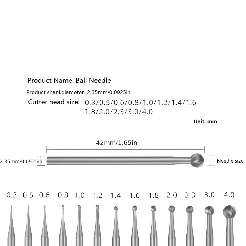 

2.35mm handle ball needle carving head, nuclear carving micro carving precision carving, antique carving tool