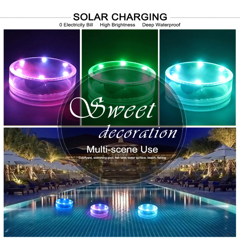 Imagem -04 - Luz Solar Submersível Led com Ventosas e Ímãs Impermeável Ip68 Luzes Flutuantes da Piscina para Piscina e Aquário