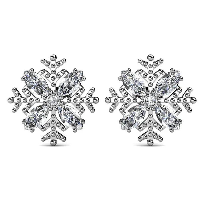 

Daisini Women's 925 Sterling Silver Snowflake Stud Earrings Embellished with Premium Grade Crystal From Swarovski for Women Girl