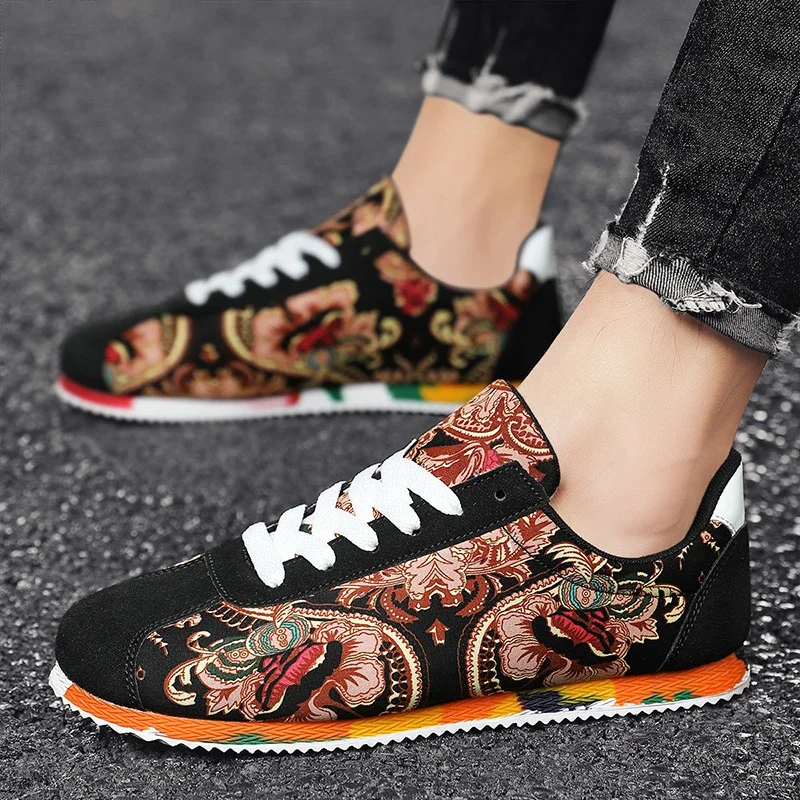 

Designer Men's Casual Shoes Graffiti Printed Canvas Shoes for Men High Quality Breathable Running Shoes Lightweight Men Sneakers