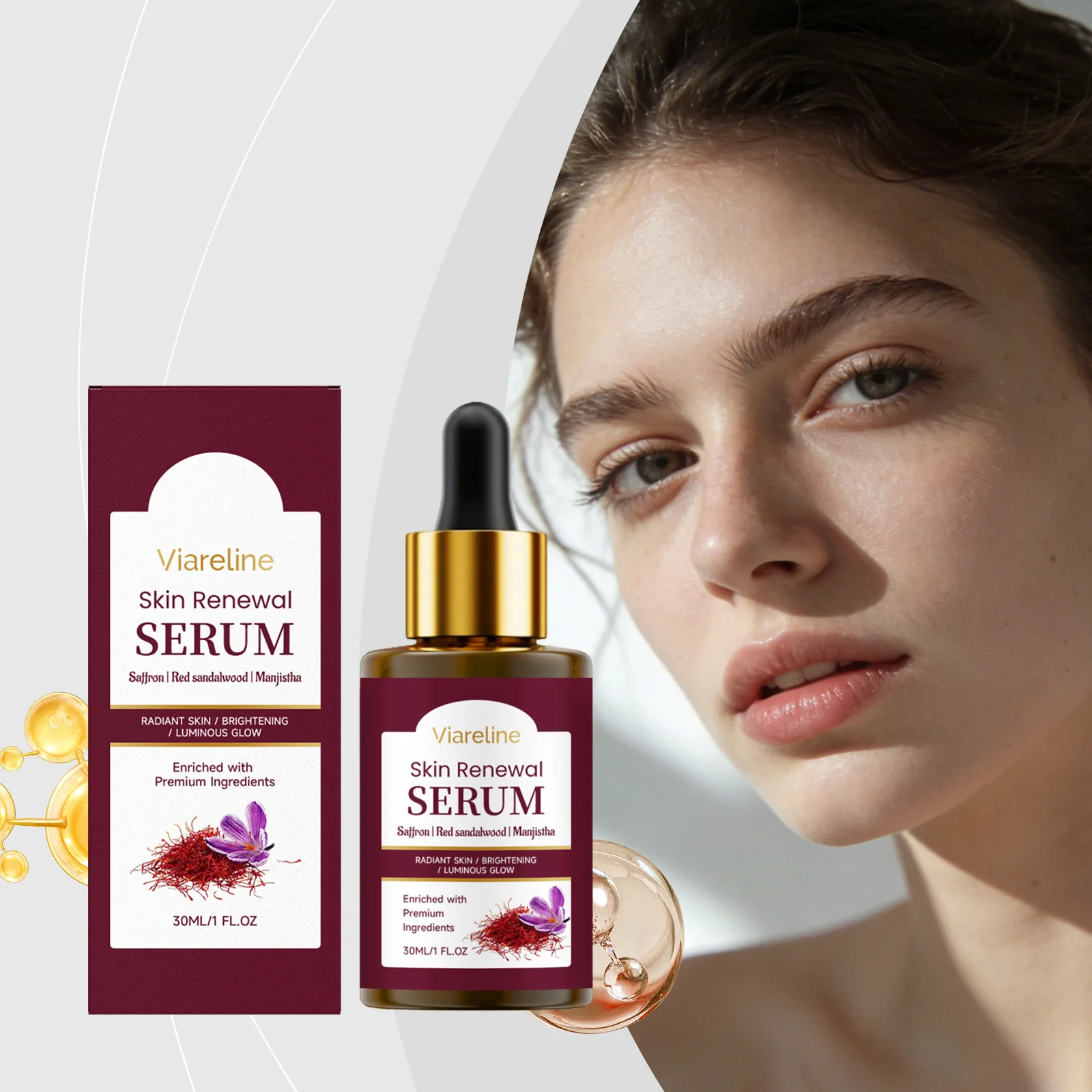 

Skin Renewal Serum Saffron Red Sandalwood Manjistha Essence Deep Moisturizing Brightening Facial Skin Essence Skin Care Products