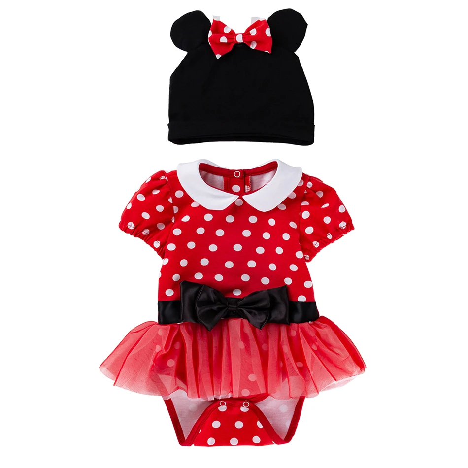 2024 Newborn Baby Dress Romper Princess Minnie Mickey Set For Infant Boys Girls Summer Clothing Suit Children Jumpsuit