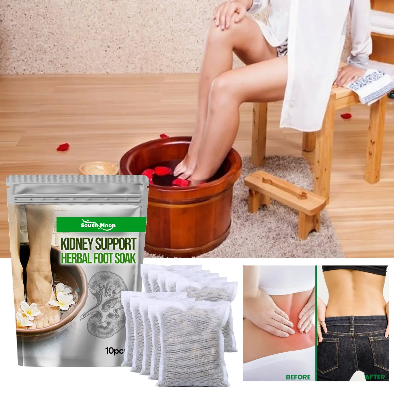 Herbal Lymphatic Detox Foot Soak with Wormwood & Natural Botanicals - Leg Slimming Spa Treatment for Relaxation & Circulation